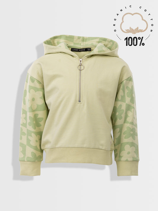 Lány félcipzáras kapucnis pulóver Aloe Wash