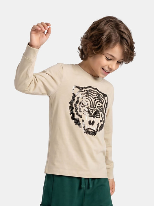 Tiger Beige | Hosszú ujjú póló fiúknak