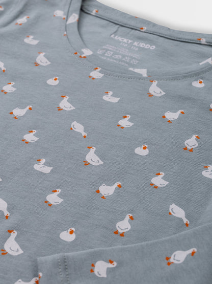 Lány hosszú ujjú póló Grey Mist Ducks