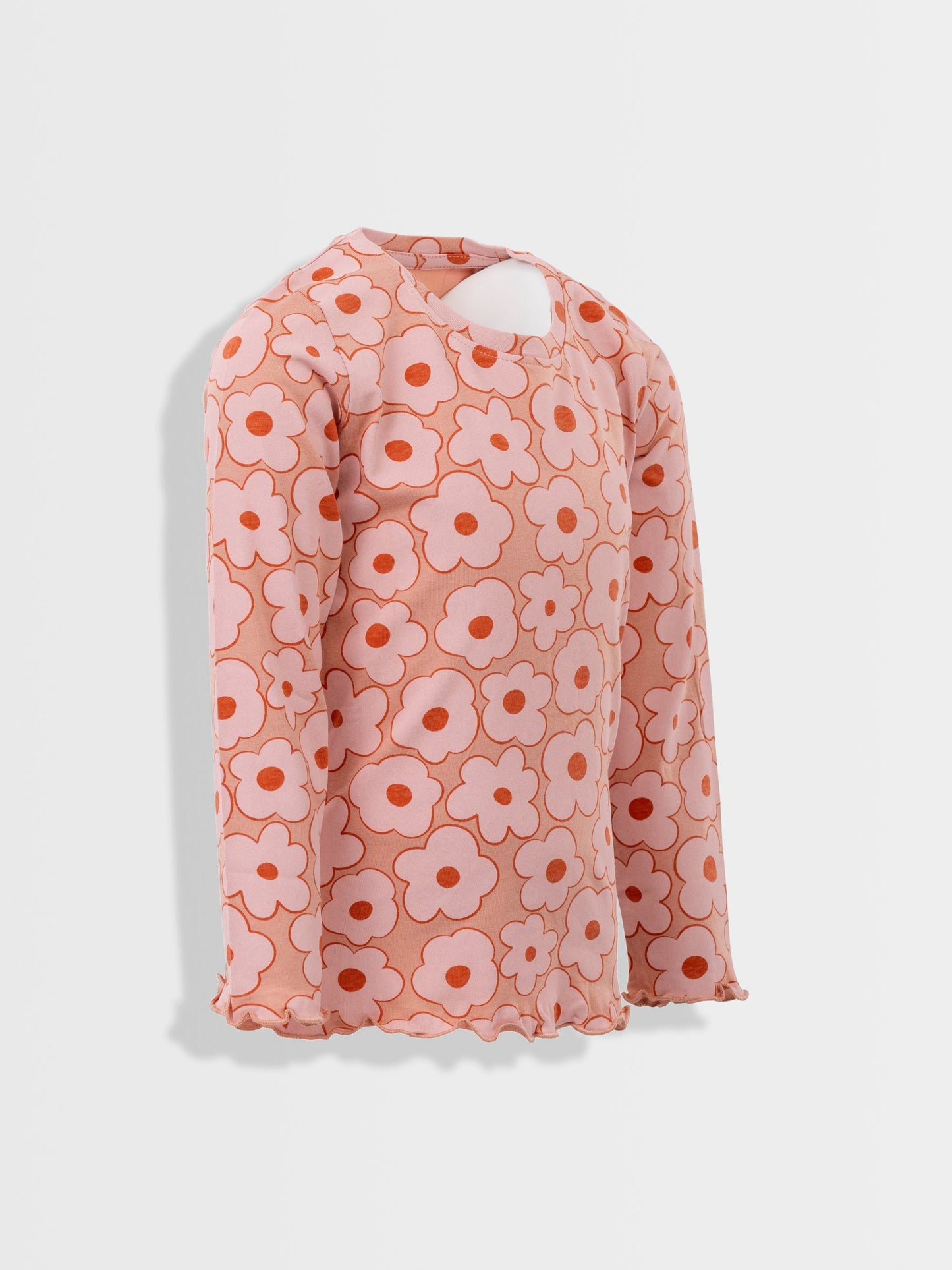 Lány hosszú ujjú póló Peach Beige Flowers