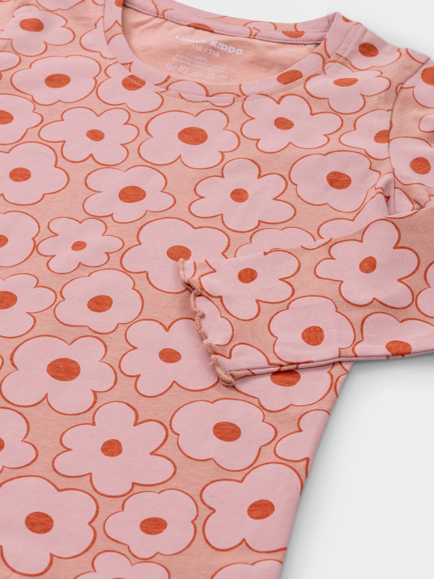 Lány hosszú ujjú póló Peach Beige Flowers