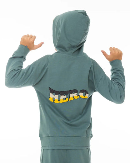 Fiú cipzáras kapucnis pulóver Hero