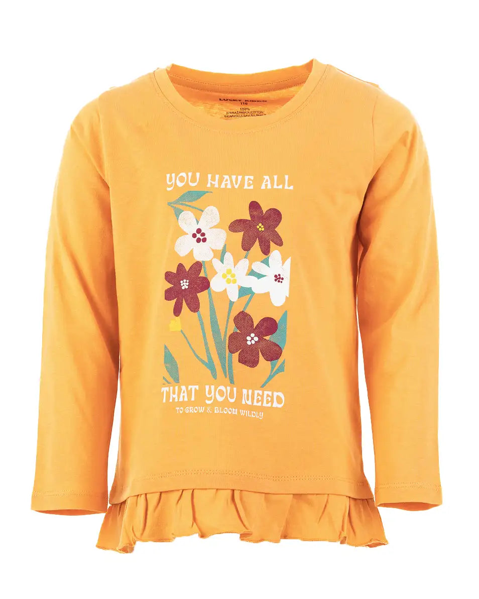 Lány hosszú ujjú póló Bloom Orange