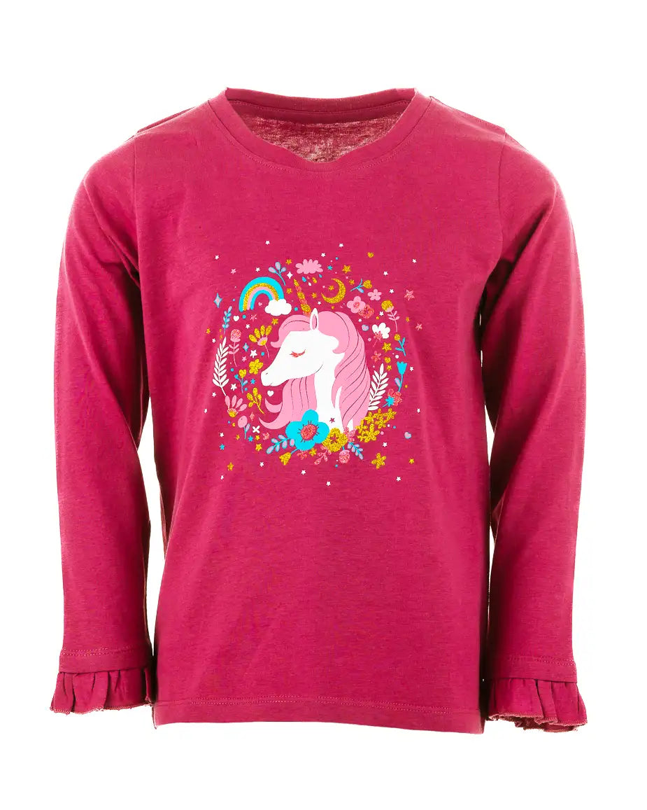 Lány hosszú ujjú póló Enchated Unicorn Pink