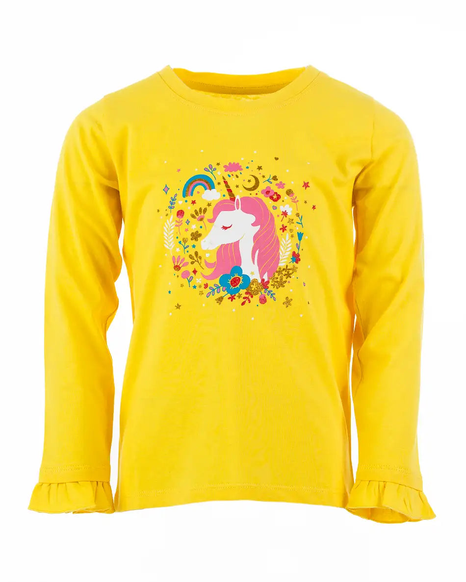 Lány hosszú ujjú póló Enchated Unicorn Yellow