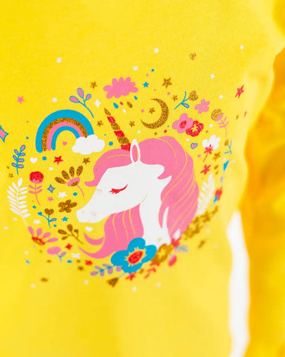 Lány hosszú ujjú póló Enchated Unicorn Yellow