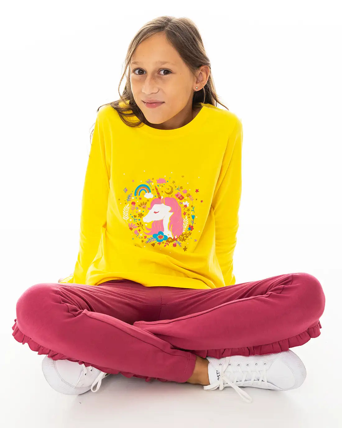 Lány hosszú ujjú póló Enchated Unicorn Yellow