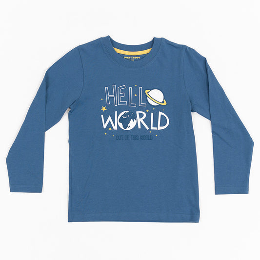 Fiú hosszú ujjú póló Hello World