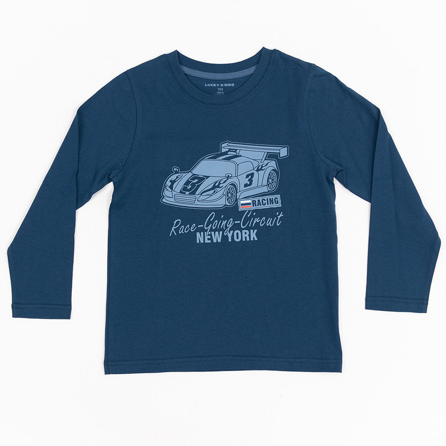 Fiú hosszú ujjú póló Racing Blue