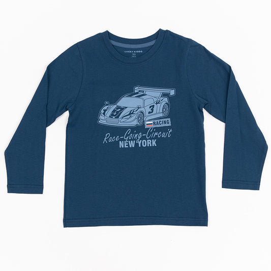 Fiú hosszú ujjú póló Racing Blue